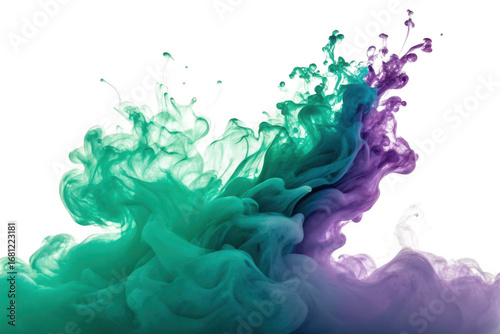 Colorful ink cloud explosion isolated on transparent background