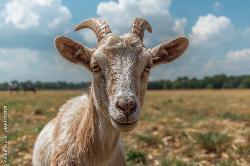 Fototapeta premium Goat captured in a controlled environment