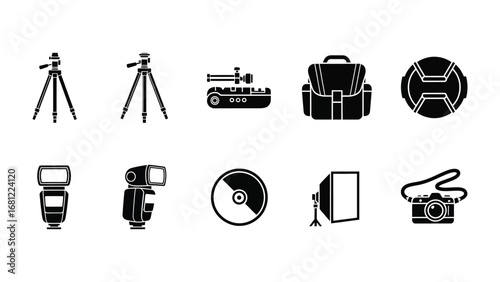 Photography Gear Collection: A comprehensive collection of essential photography equipment is presented, showcasing tools for capturing the perfect shot.
