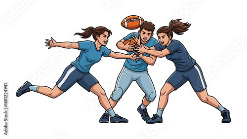 Gridiron Showdown: An illustration captures the intense action of a football game, where two opponents clash in a dynamic display of skill and competition, a symbol of determination and teamwork.