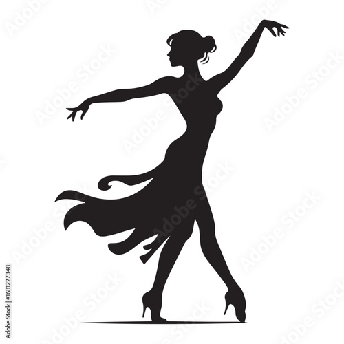 Dynamic dancer performing a graceful movement silhouette