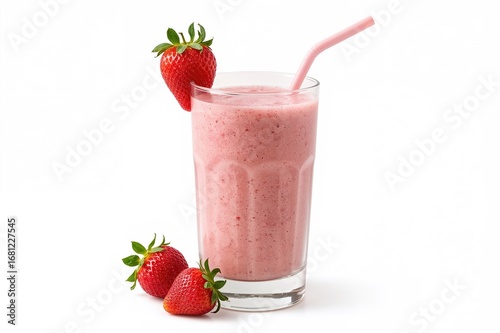 Wallpaper Mural Delicious glass of strawberry smoothie on a white background Torontodigital.ca