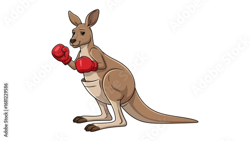 Boxing Kangaroo: An illustration of a strong and spirited kangaroo, poised in a boxing stance with vibrant red gloves.