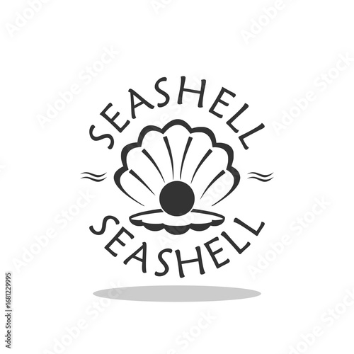 Shell icon with a pearl inside icon with shadow