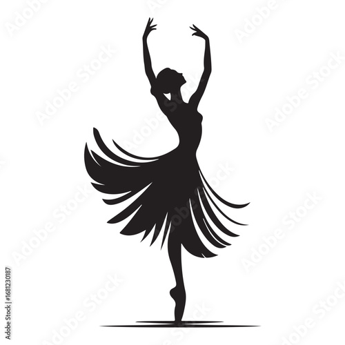 Dynamic dancer performing a graceful pose silhouette