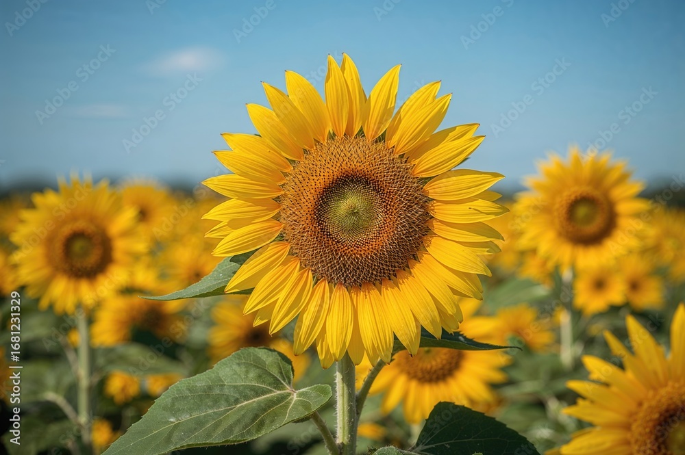 Yellow sunflower flourishing under bright sunlight Yellow sunflower flourishing under bright sunlight