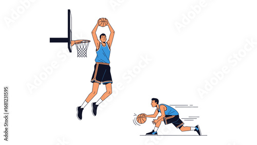 Basketball Action Illustrated: A dynamic illustration captures the intense energy of basketball.