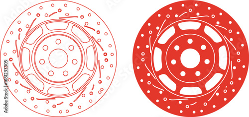 Automotive brake disc rotor design vector illustration graphic