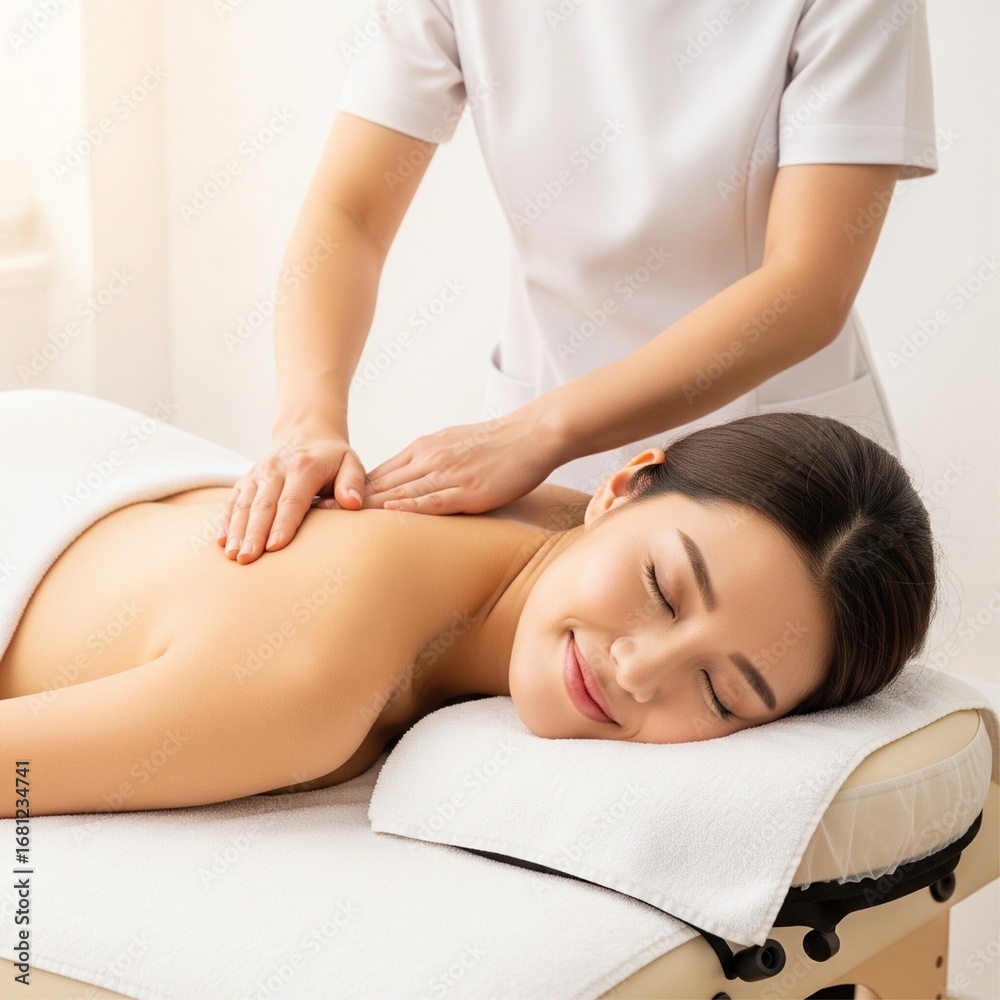 Fototapeta premium young woman receiving a back massage