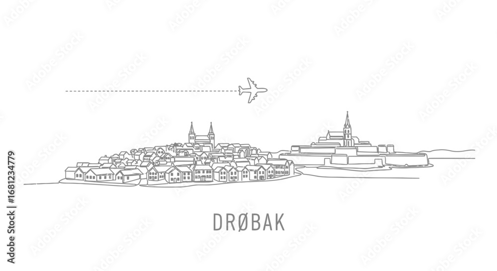Fototapeta premium Drobak Norway Minimalist Skyline Outline