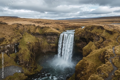 Breathtaking cascade of Bruarfoss amidst picturesque surroundings