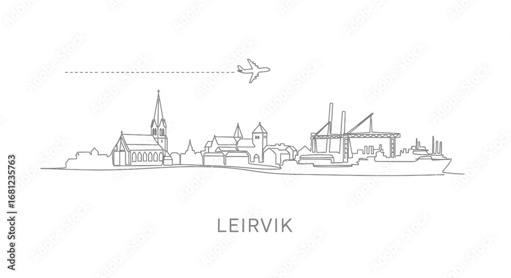 Fototapeta premium Minimalist Leirvik Skyline Illustration