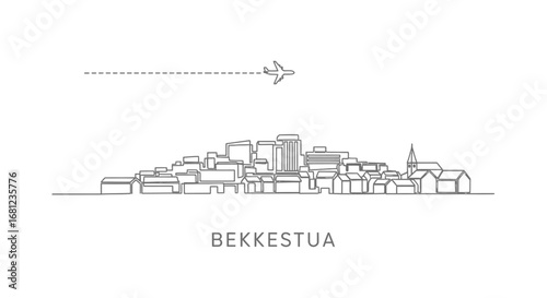 Bekkestua Norway Minimalist Skyline with Airplane