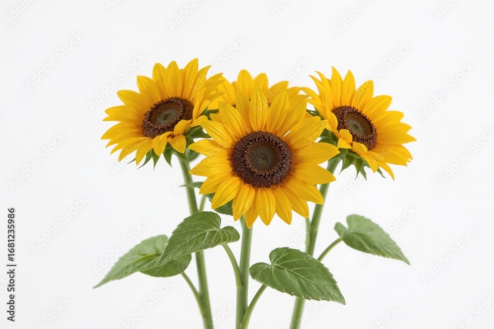 Obraz premium Plastic Sunflower Model on White Background with Clipping Path