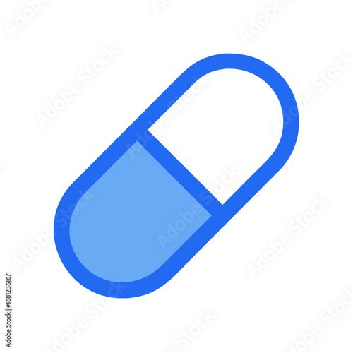 Simple blue pill icon for health and medicine concepts