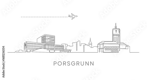 Porsgrunn, Norway Minimalist Skyline Illustration