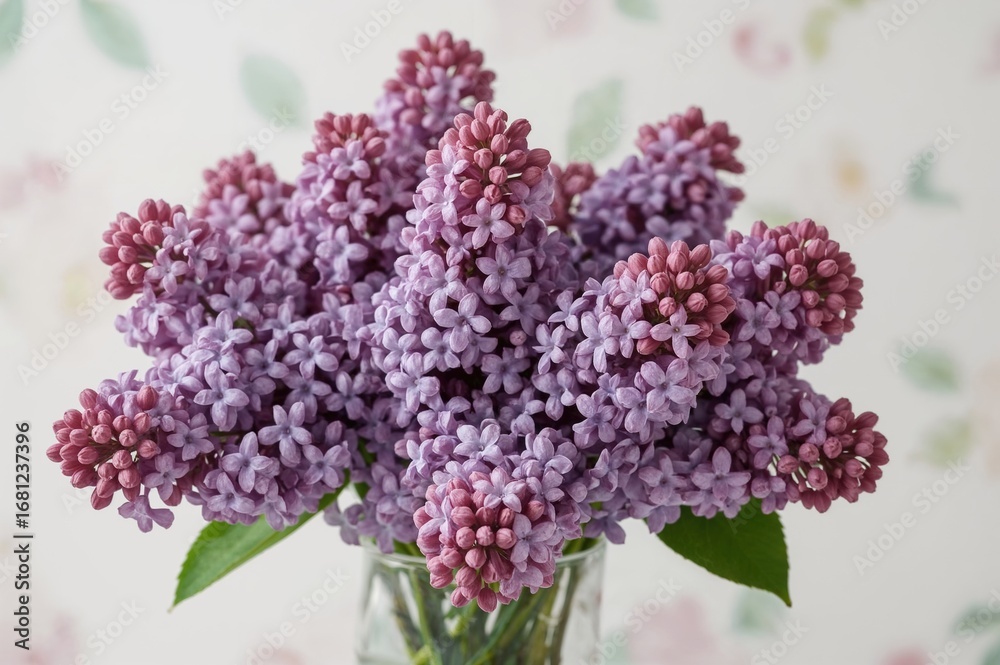 Fototapeta premium Arrangement of lilac blossoms in a still life setting