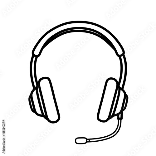 Headset with Microphone Vector Icon / Ikon Vektor Headset dengan Mikrofon