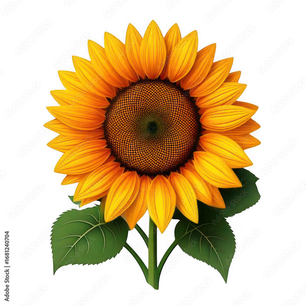 Obraz premium Vector sunflower flat style, isolated on white and transparent background.