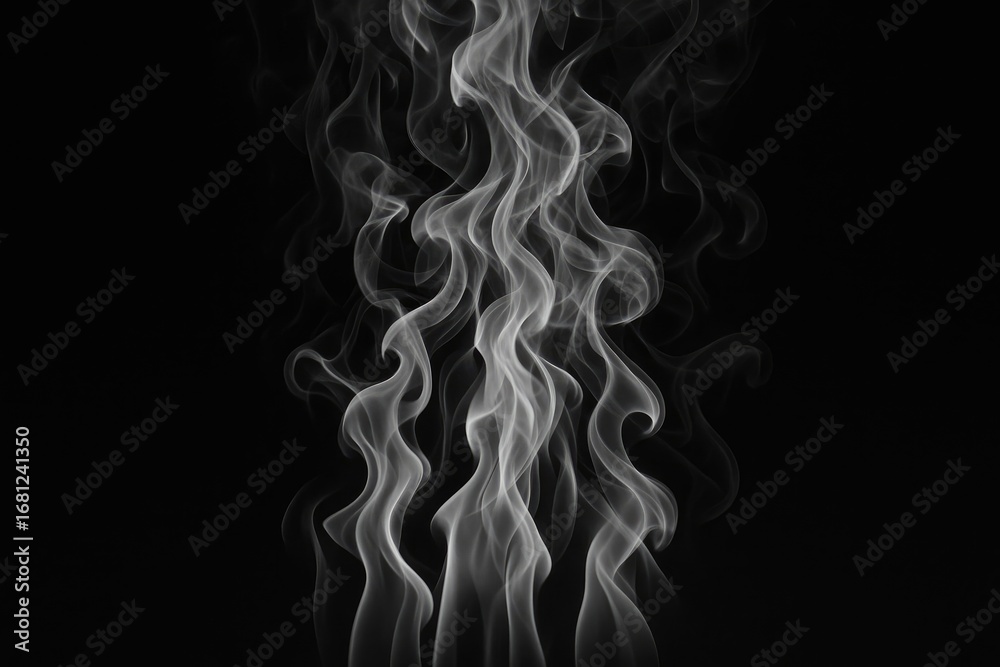 Obraz premium White smoke rising on a black background