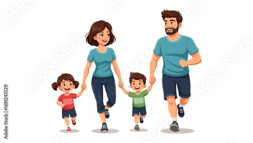 Joyful Family Outing: A heartwarming depiction of a family enjoying a day out, hand in hand, illustrating the bonds of kinship and happiness.