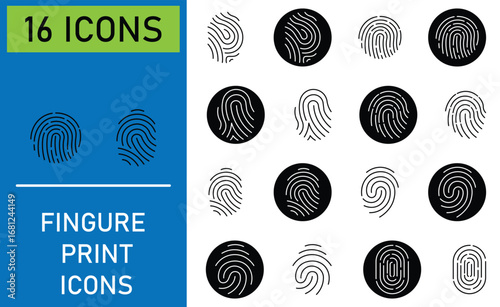 Black fingerprint vector on white background. Fingerprint lock secure security logo vector icon. Biometric icon, fingerprint scanner.  Unlock code and lock password icons. Vector illustration.