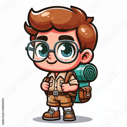 Adventure Awaits: An adorable illustration of a young explorer, brimming with youthful exuberance, gears up for a thrilling journey into the unknown.
