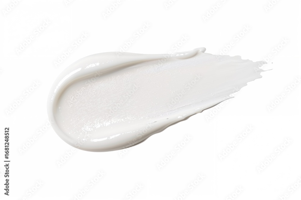 Fototapeta premium Isolated white cosmetic cream streak on plain surface