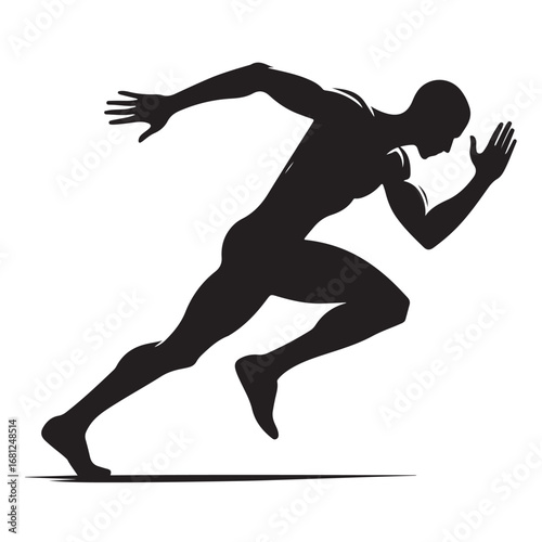 Dynamic man running forward in a bold silhouette