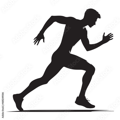 Dynamic male runner in motion athletic silhouette