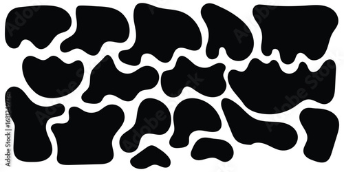 Black isolated modern vector icon set on white background. Smooth vector bubble icon set on white page. Abstract bubble smooth vector set.  Organic different element icon set. EPS 10. 