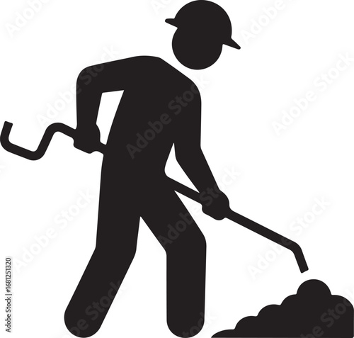 Road Construction Worker Stick Figure Pictogram Icons