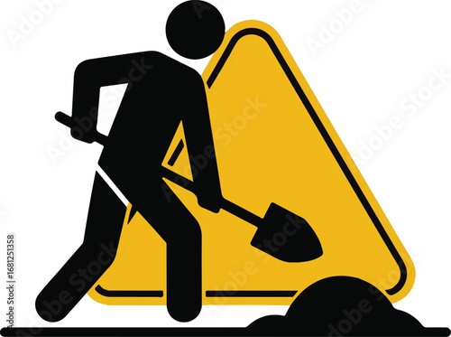 Road Construction Worker Stick Figure Pictogram Icons