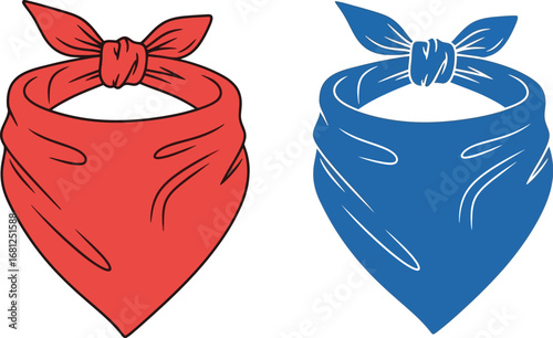 Bandana vector illustration red and blue neckerchief design art