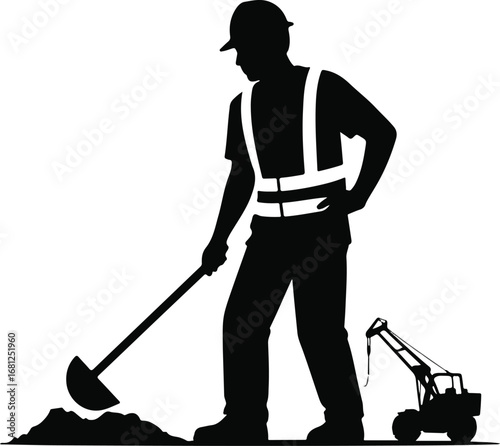 Road Construction Worker Stick Figure Pictogram Icons