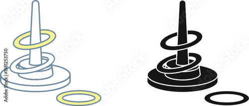 Ring toss game vector illustration kids activity and fun game