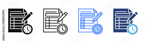Timesheet Entry icon sheet multiple style collection