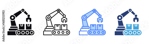 Manufacturing icon sheet multiple style collection
