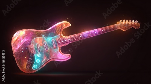 Glowing electric guitar illustration