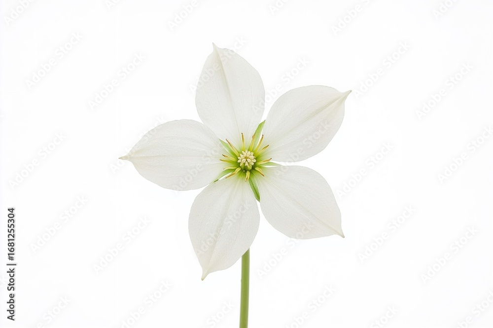 Fototapeta premium Large-flowered Trillium blossom on a white backdrop