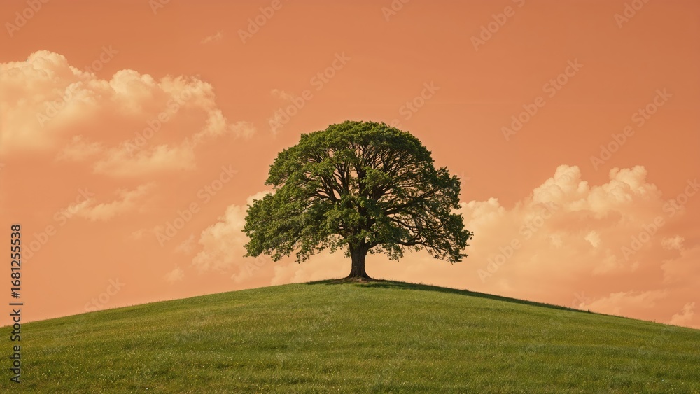 Fototapeta premium Tree positioned on an embankment