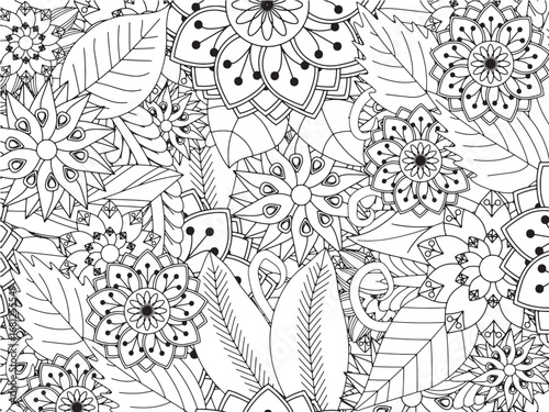 Coloring flowers and leaves for adults and kids 