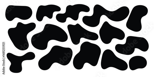 Black isolated modern vector icon set on white background. Isolated blob vector web icon set.  Smooth vector bubble icon set on white page. EPS 10. 
