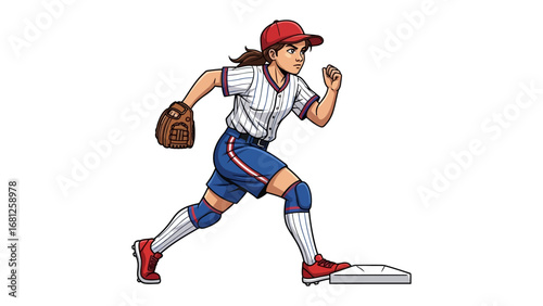 Baseball player sprinting toward base: A baseball player is captured in an energetic illustration, running toward the base with determination, capturing the thrill and energy of baseball. 