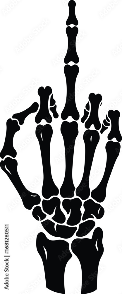 Fototapeta premium Skeleton hand middle finger vector illustration isolated art