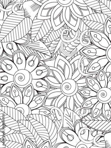 Stress relief flower coloring pages for adults 