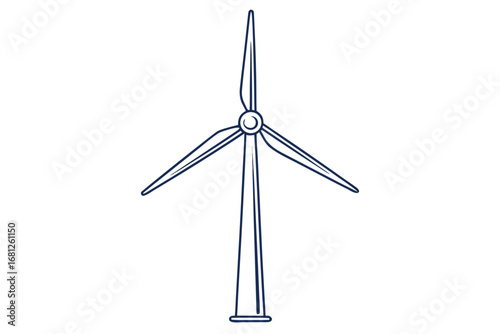 Wind turbine with three blades on a white background wind power renewable energy