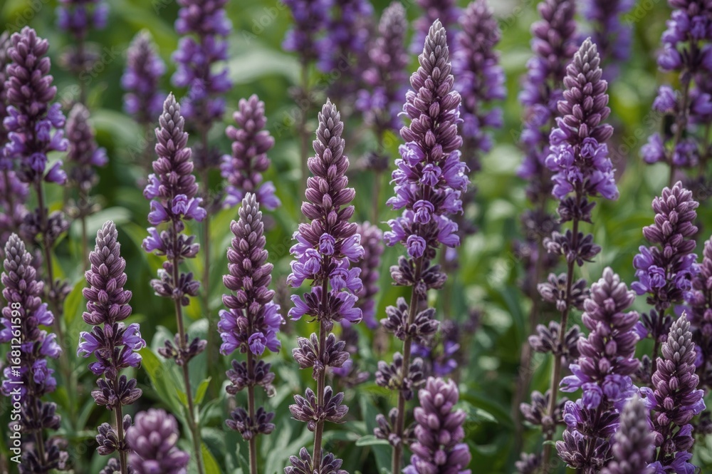 Obraz premium Purple sage blossoms thriving in the garden