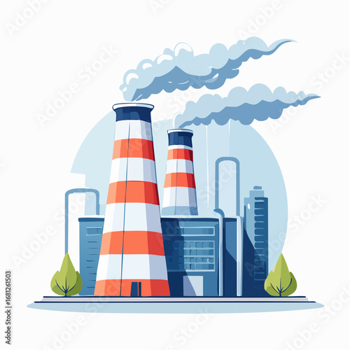 Industrial Factory Illustration With Smokestacks