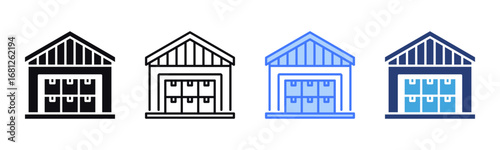 Warehouse icon sheet multiple style collection